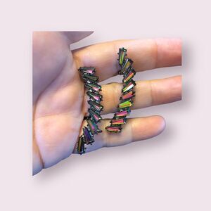 Multi-Colored Prism Earrings w/Cuff Post to Go Up the Ear; Baggett Cut